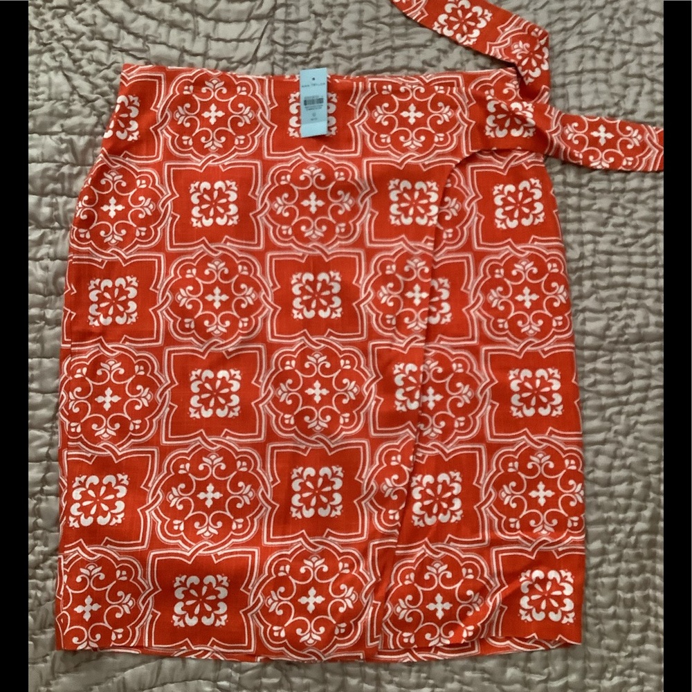 Ann Taylor Wrap Skirt Orange/White sz 12P